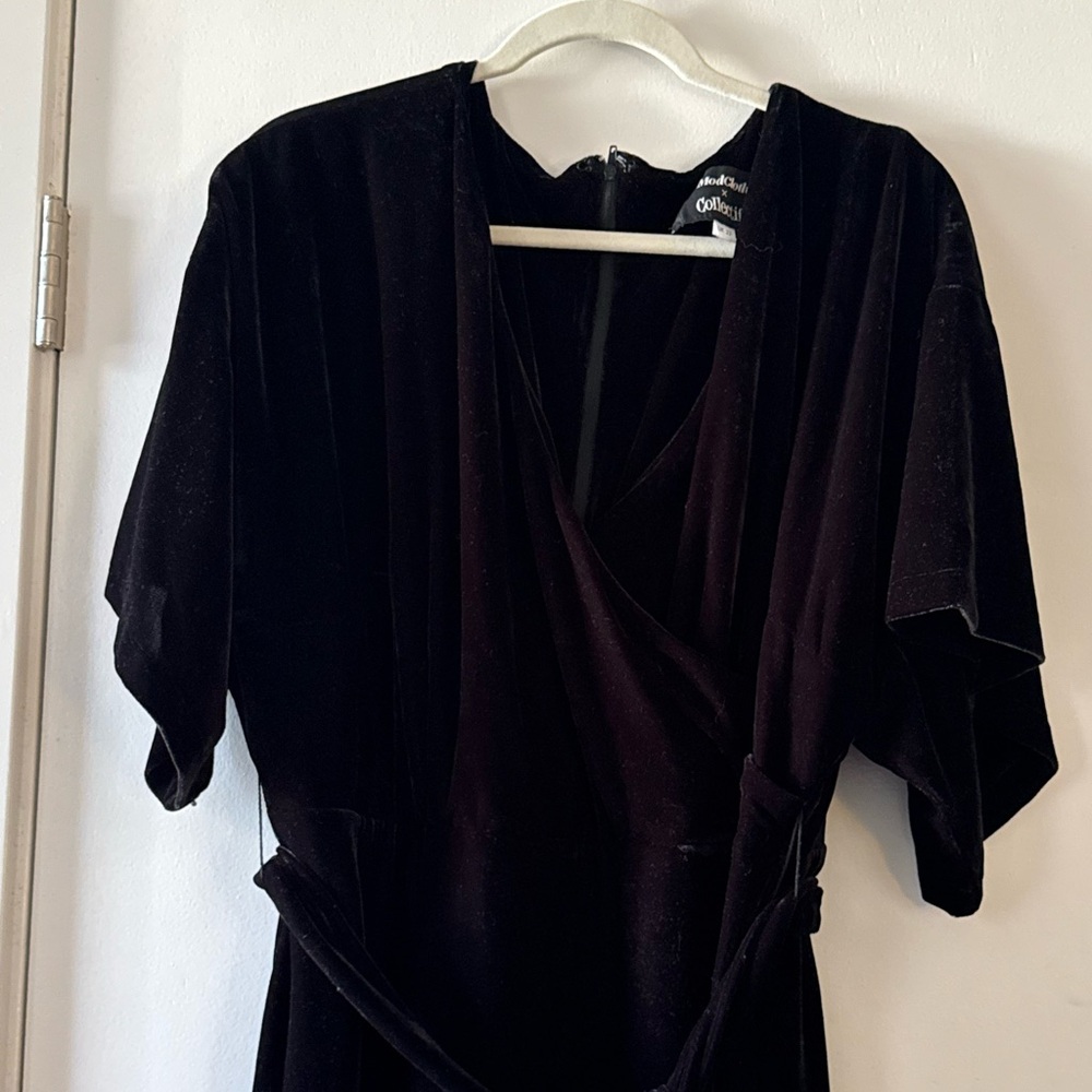 Faux wrap black velvet  maxi dress